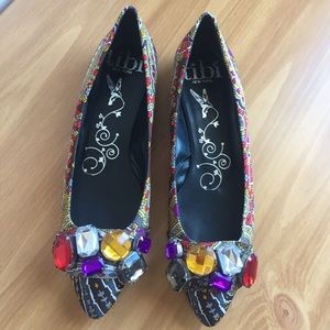 Tibi colorful gemstones pointed flats